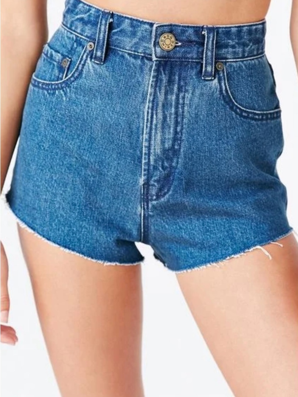 BDG Super High-Rise Cheeky Blue Cotton Denim Shorts Size 24W NWOT